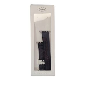 Fossil Black Leather Watch Band Strap Compatible with 42mm Apple Watch
